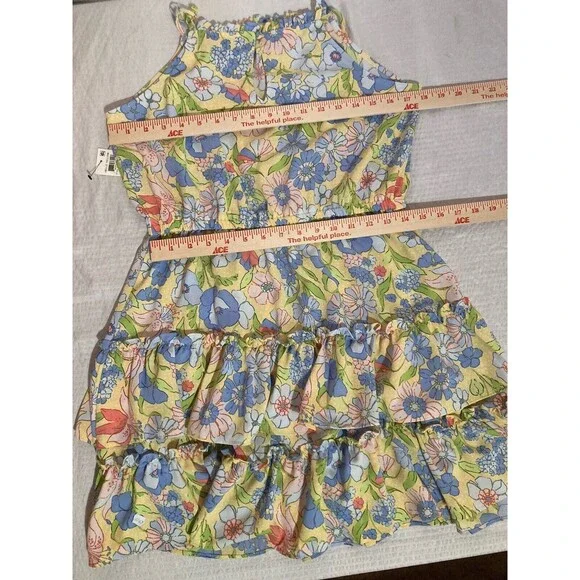 BAR III Womens Large Hello Yellow Adjustable Spaghetti Strap Dress Ruffles New - Picture 9 of 9